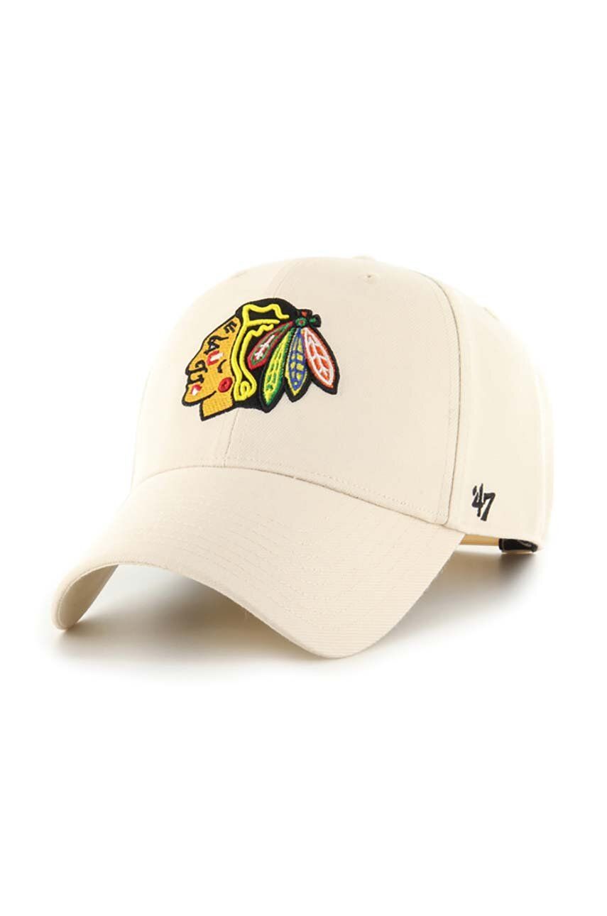 Кепка з домішкою вовни NHL Chicago Blackhawks колір бежевий з аплікацією 1