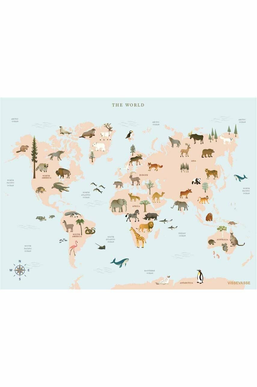 Плакат World Map Animal 30 x 40 cm 1