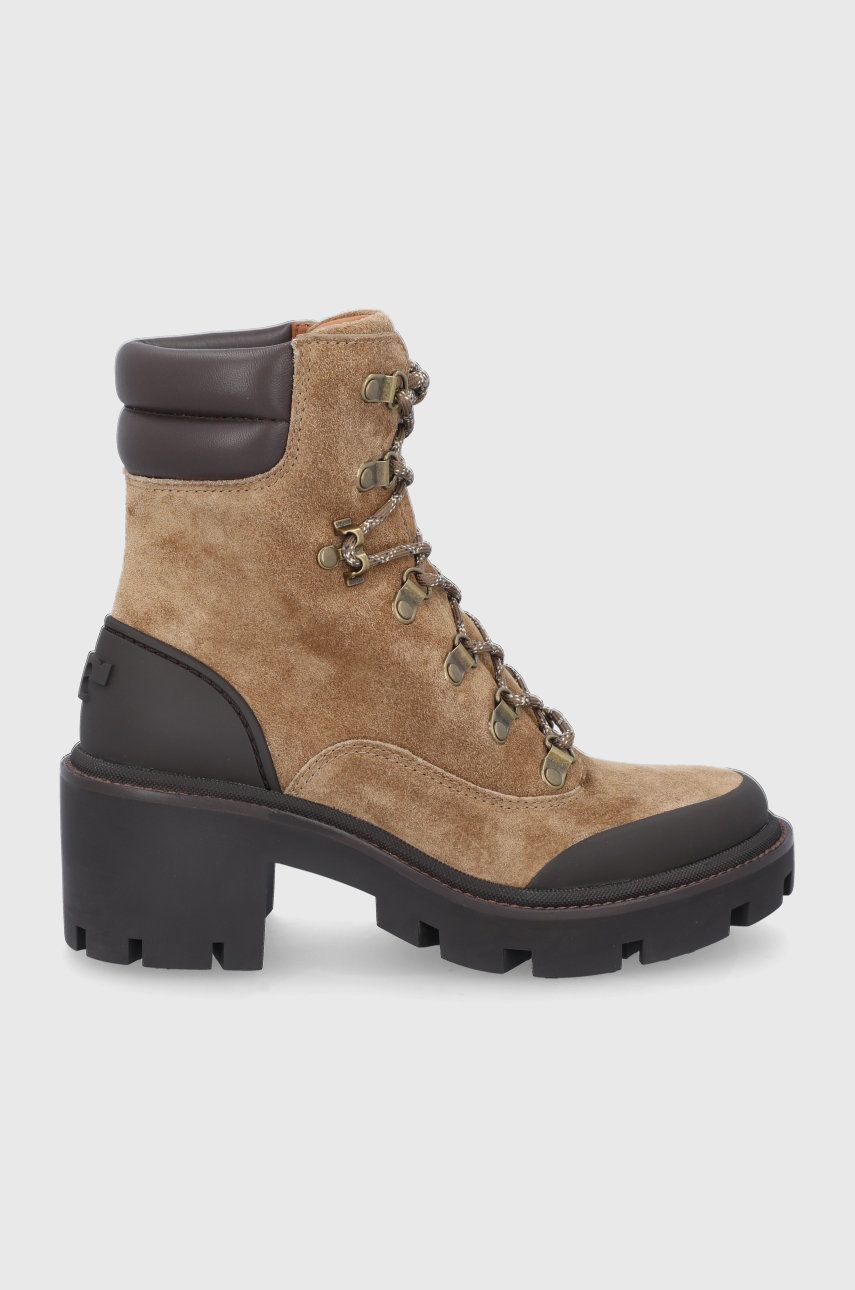 Замшеві черевики Lug Sole Hiker жіночі колір коричневий каблук блок 4