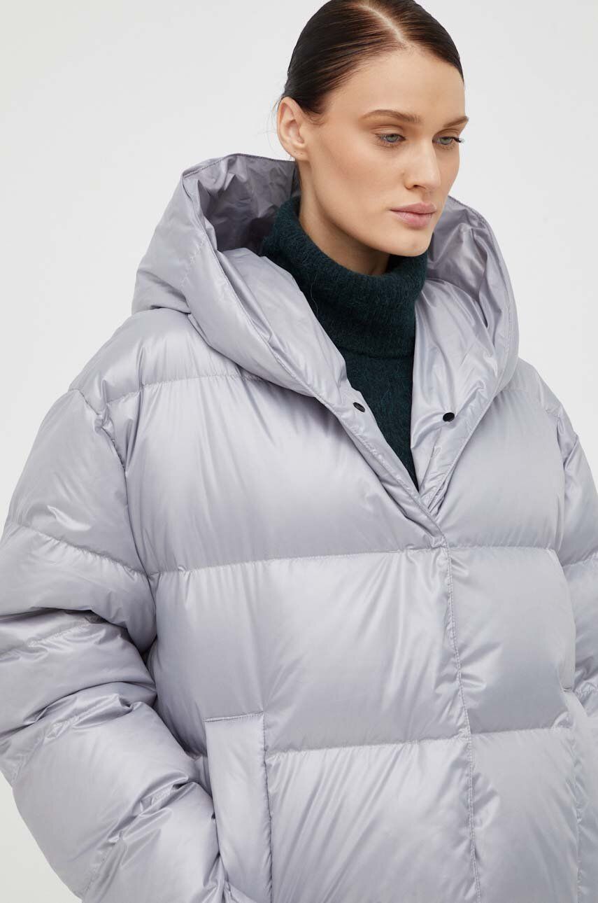 Пухова куртка Jesso жіноча колір сірий зимова oversize 9