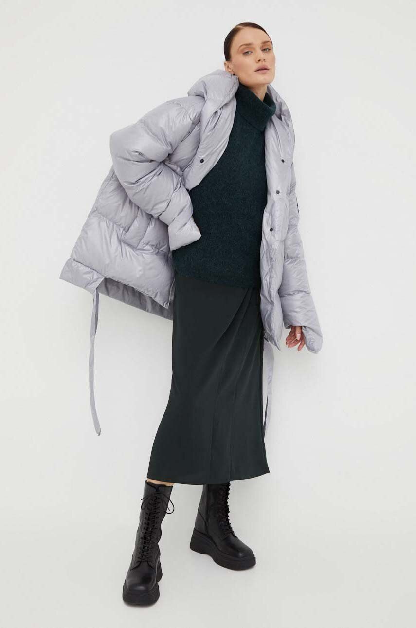 Пухова куртка Jesso жіноча колір сірий зимова oversize 1