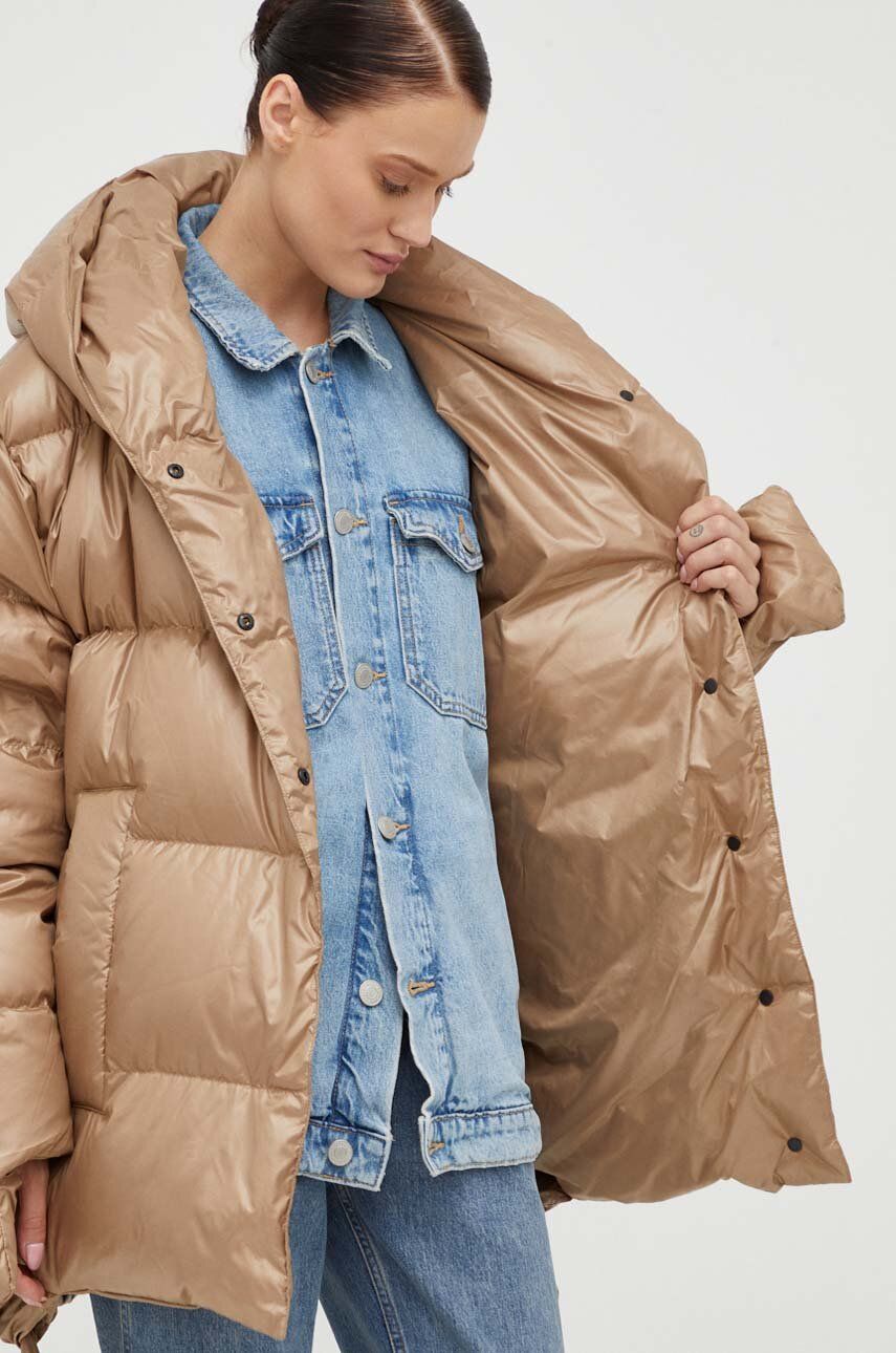 Пухова куртка Jesso жіноча колір бежевий зимова oversize 12
