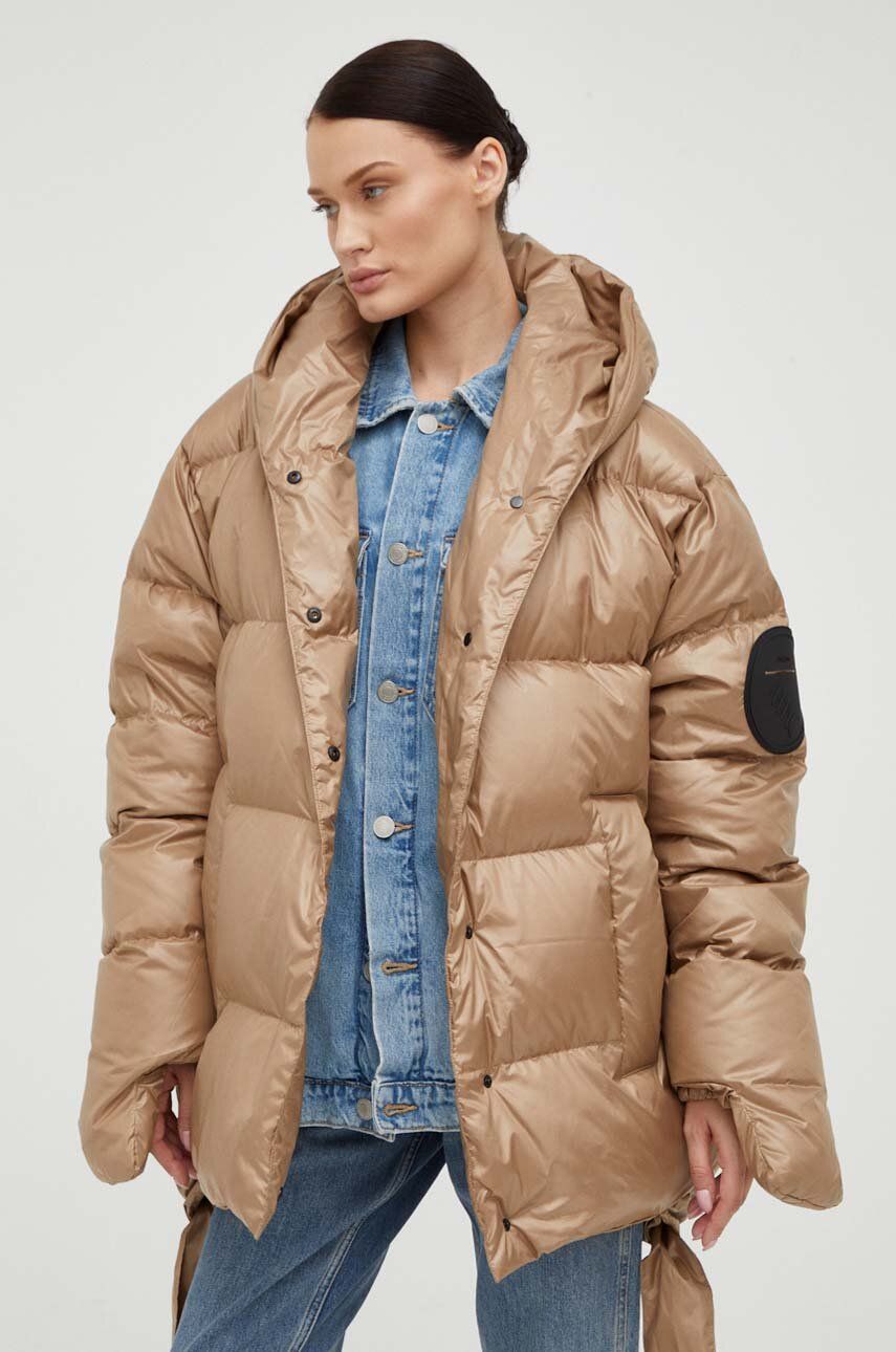 Пухова куртка Jesso жіноча колір бежевий зимова oversize 1