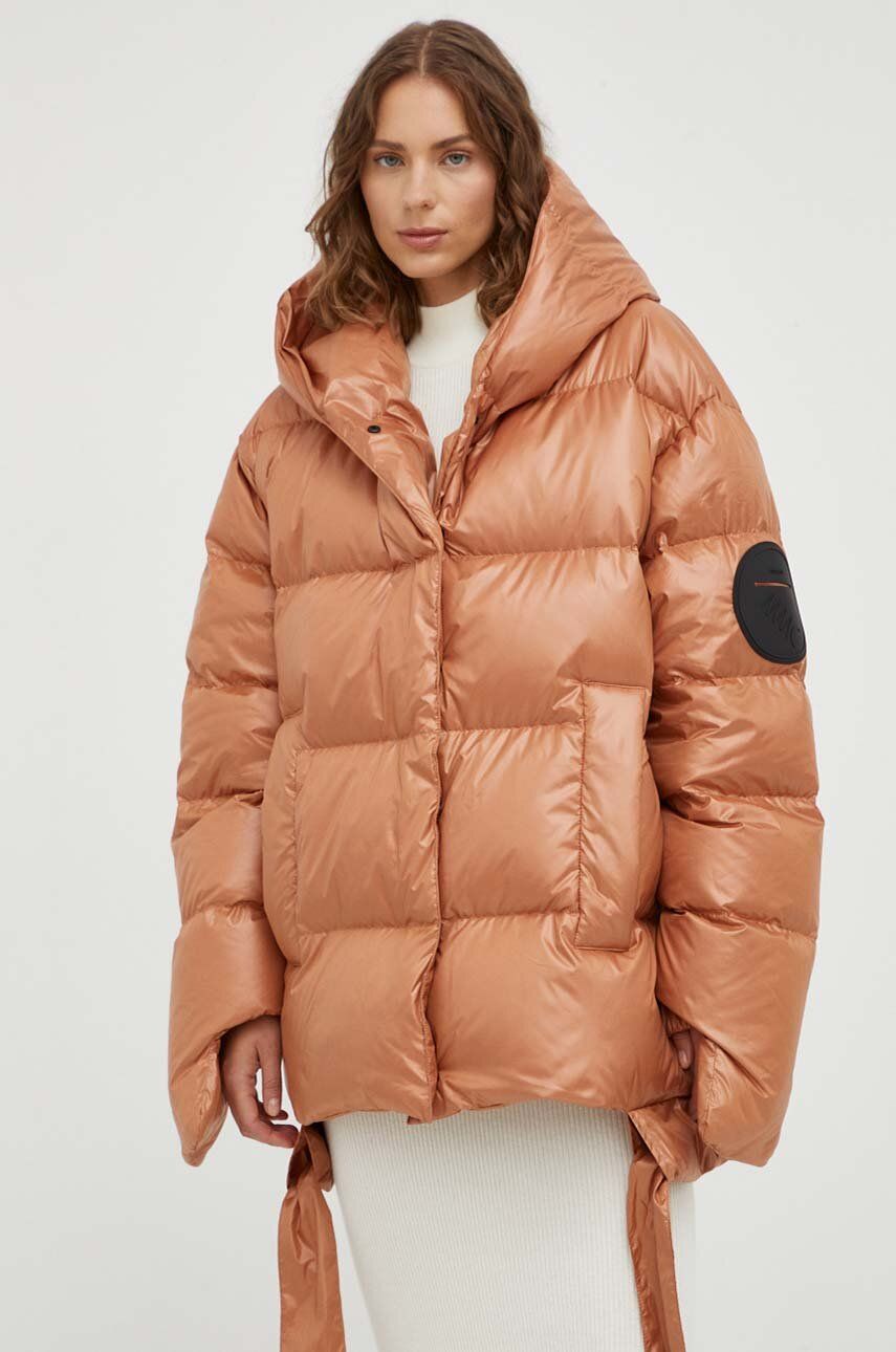 Пухова куртка Jesso жіноча колір коричневий зимова oversize 1