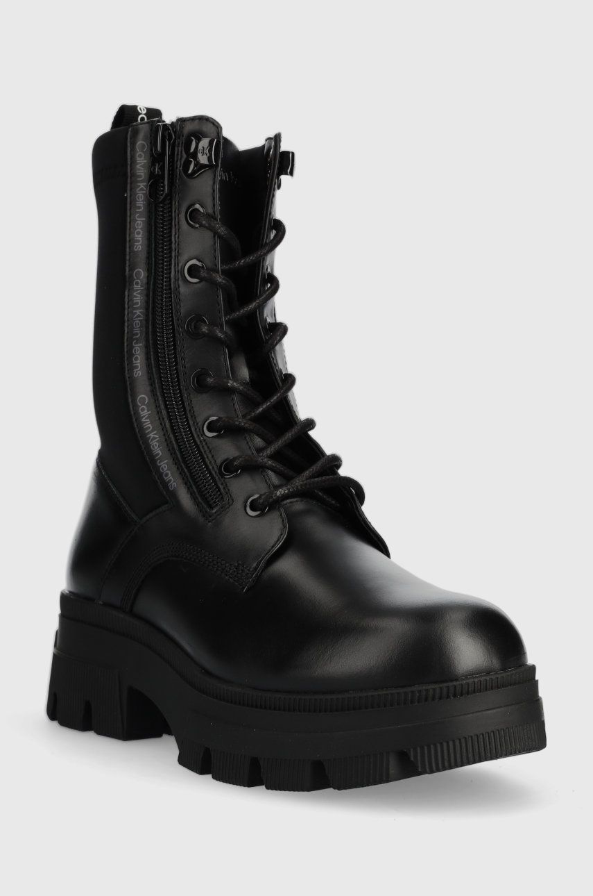 Черевики Chunky Combat Laceup жіночі колір чорний на платформі 0