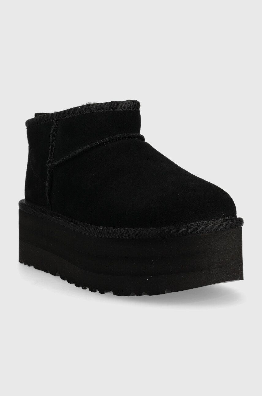 Замшеві чоботи UGG W Classic Ultra Mini Platform колір чорний 0