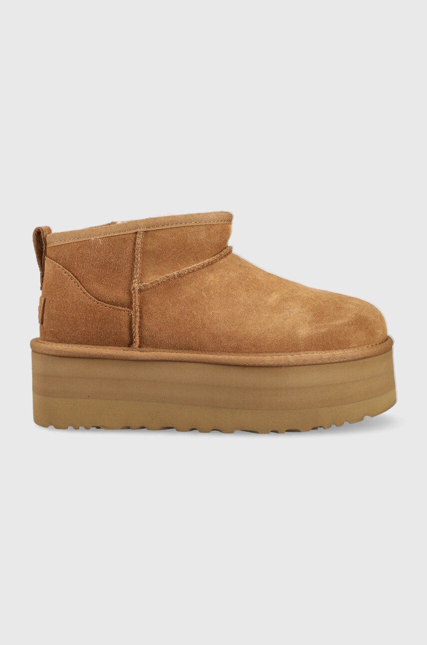 Замшеві чоботи UGG W Classic Ultra Mini Platform колір коричневий 4