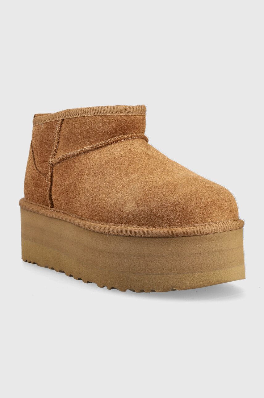 Замшеві чоботи UGG W Classic Ultra Mini Platform колір коричневий 0