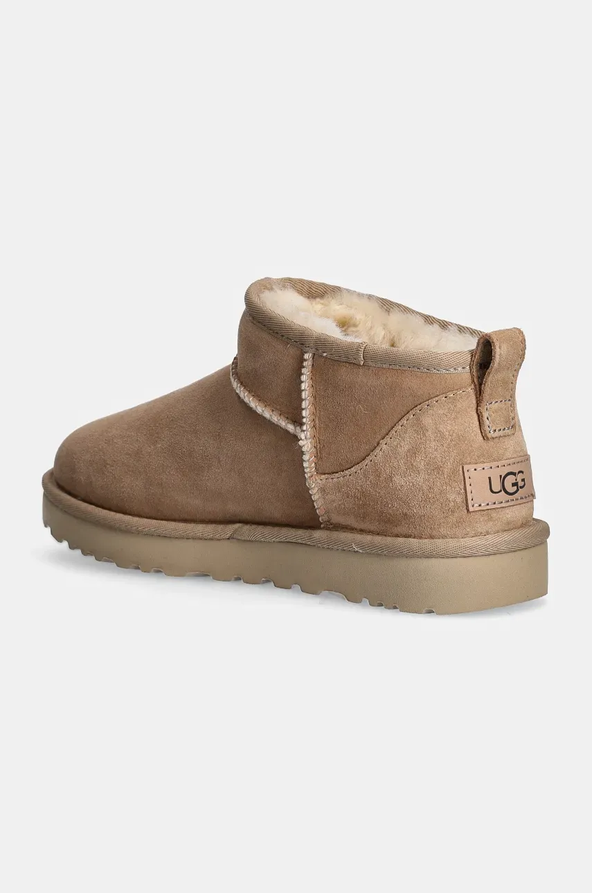 Замшеві чоботи UGG W Classic Ultra Mini колір коричневий 1