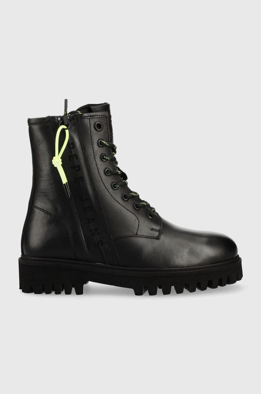 Шкіряні черевики Trucker Laces W жіночі колір чорний на плоскому ходу злегка утеплена 4