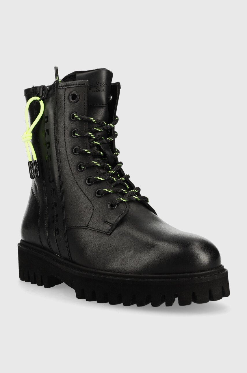 Шкіряні черевики Trucker Laces W жіночі колір чорний на плоскому ходу злегка утеплена 0