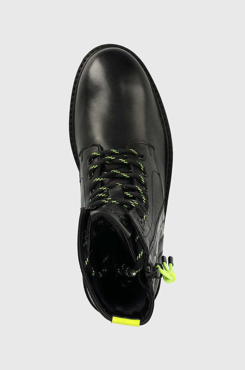 Шкіряні черевики Trucker Laces W жіночі колір чорний на плоскому ходу злегка утеплена 2