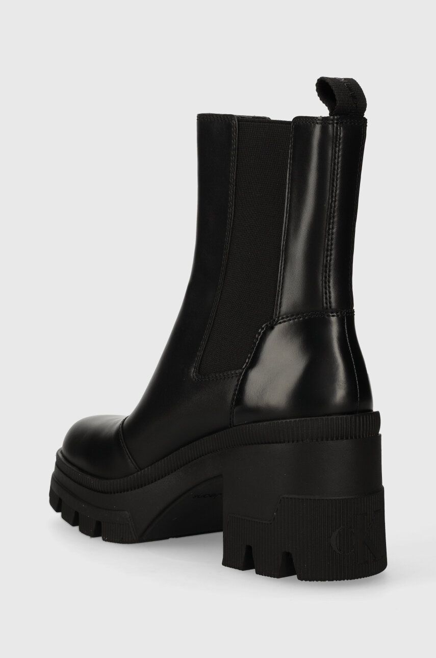 Шкіряні черевики CHUNKY HEELED CHELSEA BOOT LTH жіночі колір чорний каблук блок YW0YW01112 1