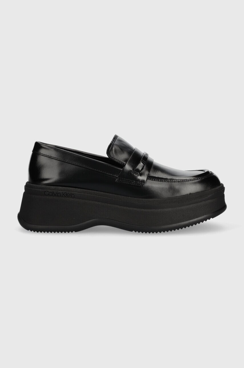 Шкіряні мокасини PITCHED LOAFER W/HW жіночі колір чорний на платформі HW0HW01817 4