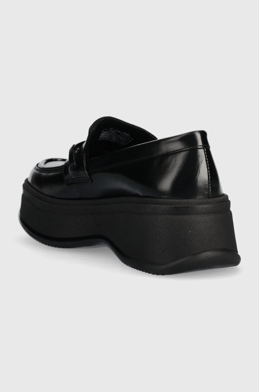 Шкіряні мокасини PITCHED LOAFER W/HW жіночі колір чорний на платформі HW0HW01817 1