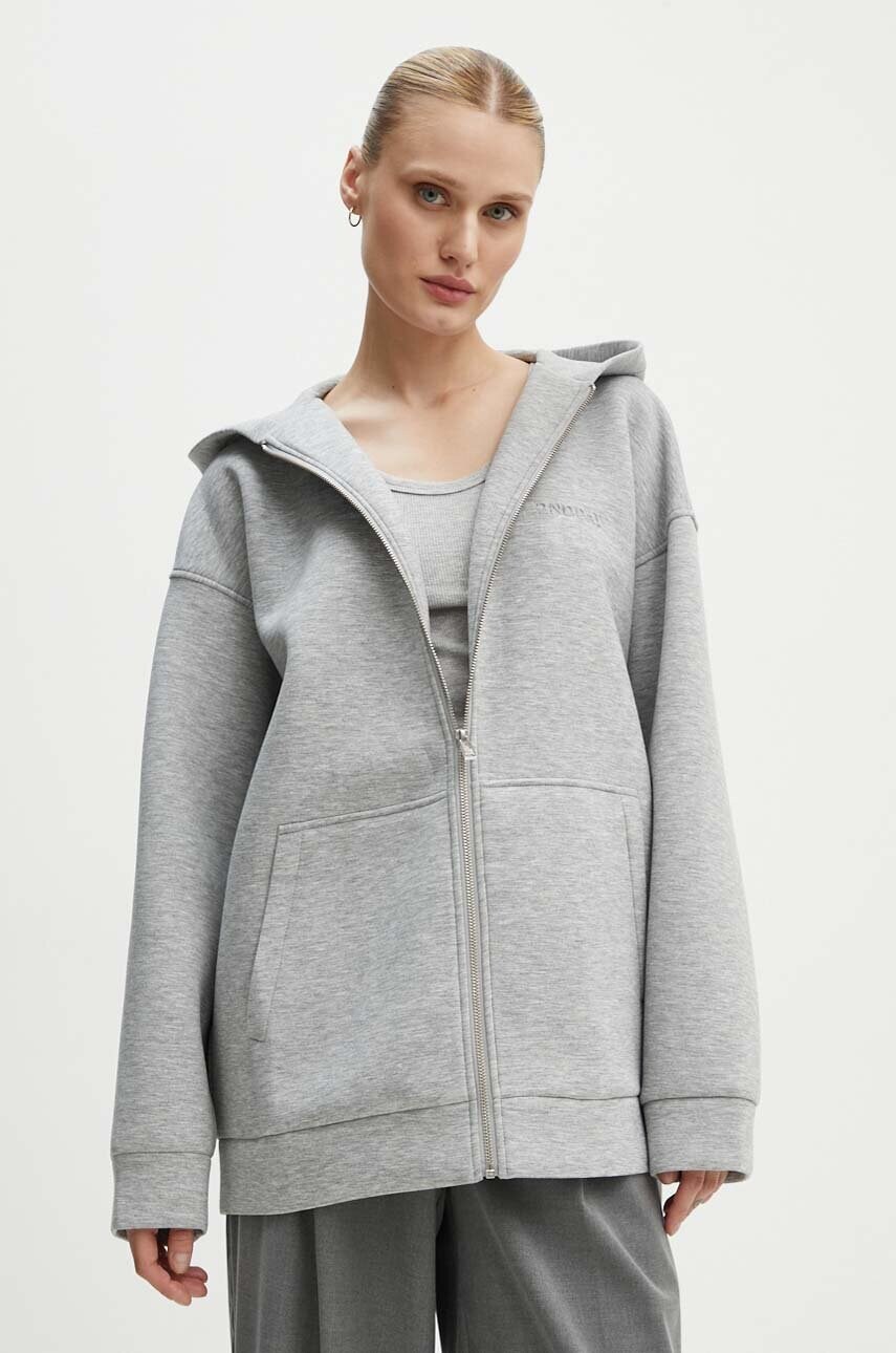 Кофта Vince - Heavy Neoprene жіноча колір сірий з капюшоном меланж 2244243314 5