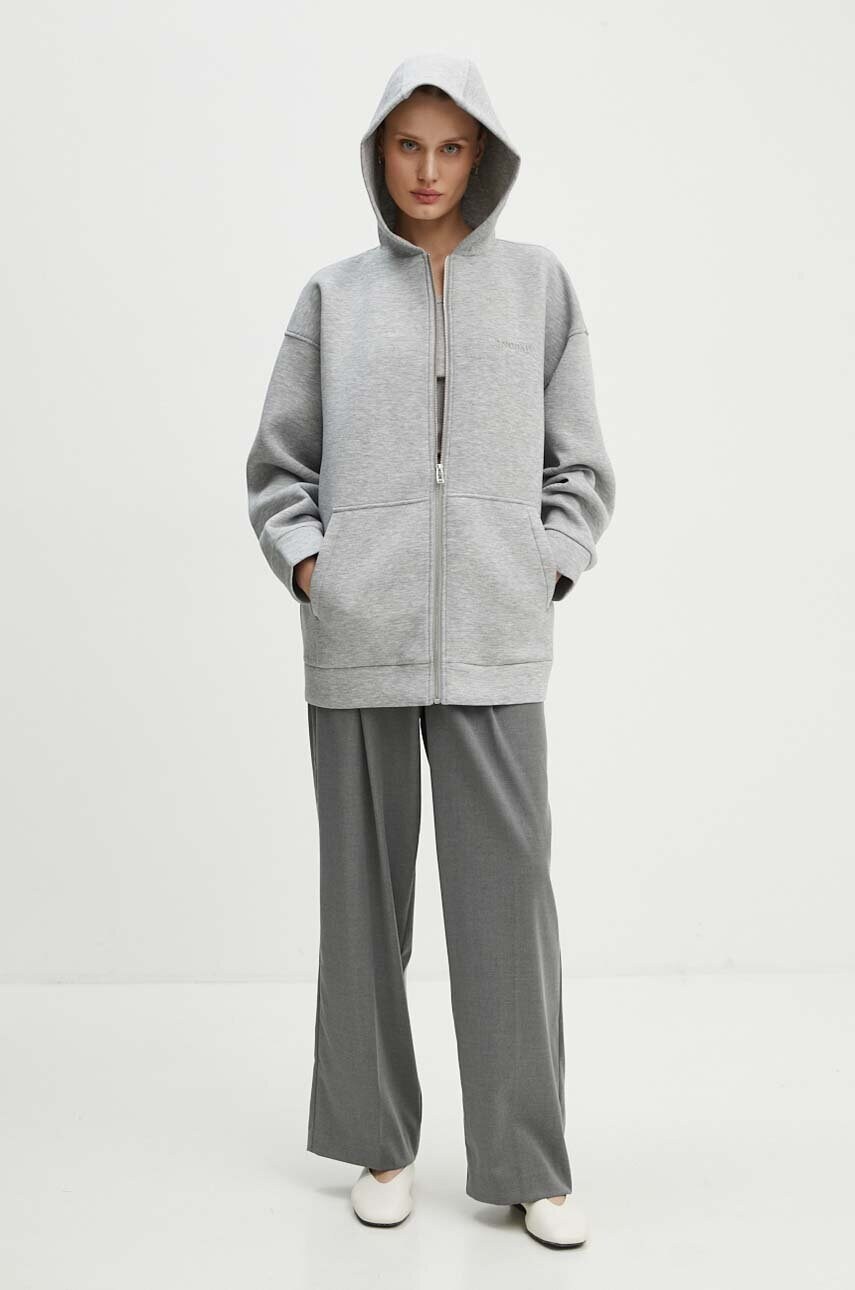 Кофта Vince - Heavy Neoprene жіноча колір сірий з капюшоном меланж 2244243314 0