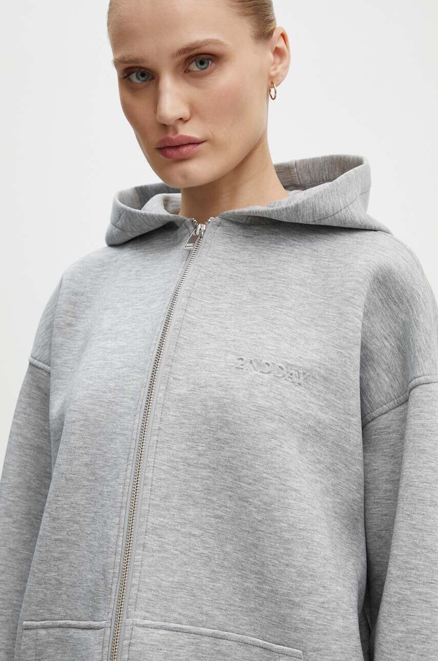 Кофта Vince - Heavy Neoprene жіноча колір сірий з капюшоном меланж 2244243314 2