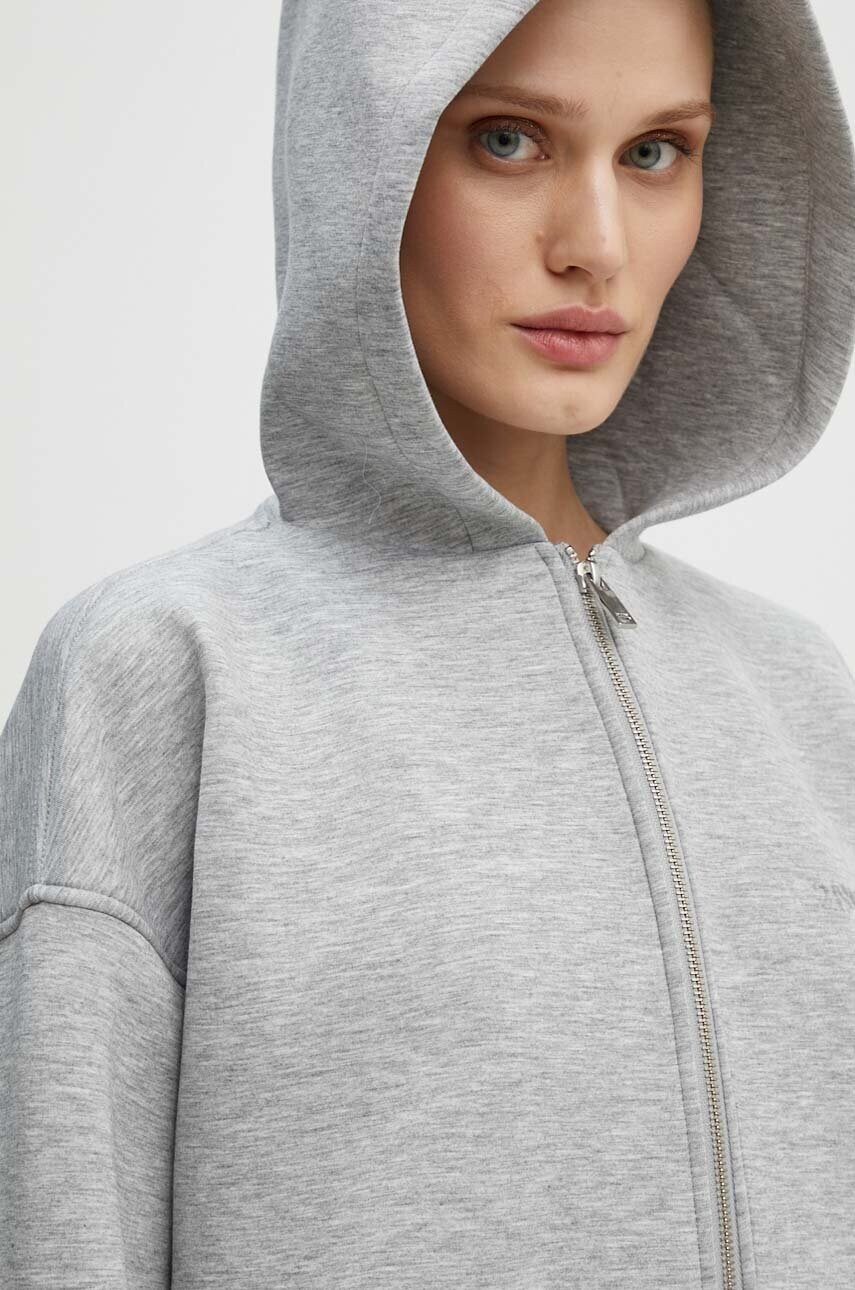 Кофта Vince - Heavy Neoprene жіноча колір сірий з капюшоном меланж 2244243314 3