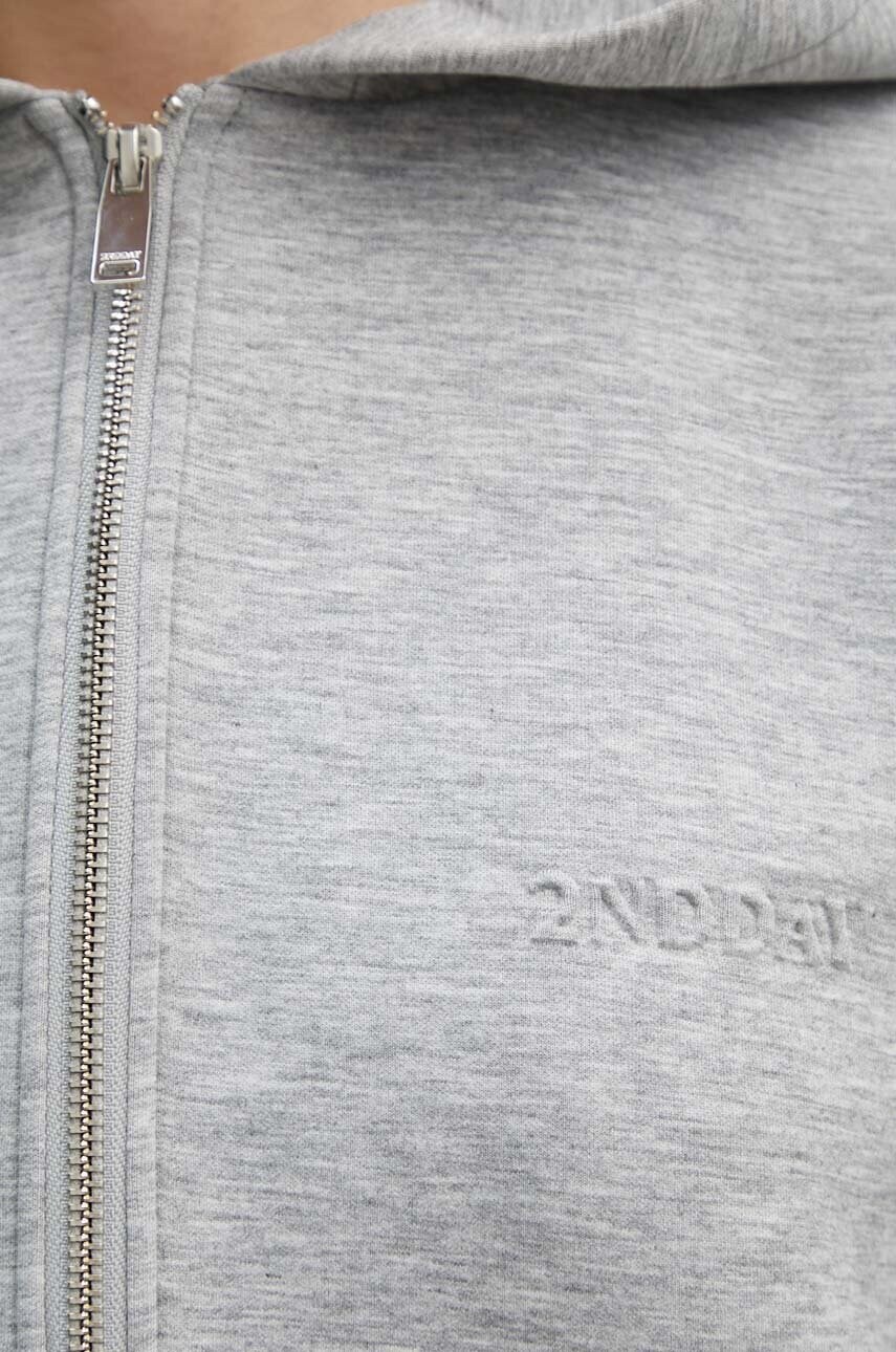 Кофта Vince - Heavy Neoprene жіноча колір сірий з капюшоном меланж 2244243314 4