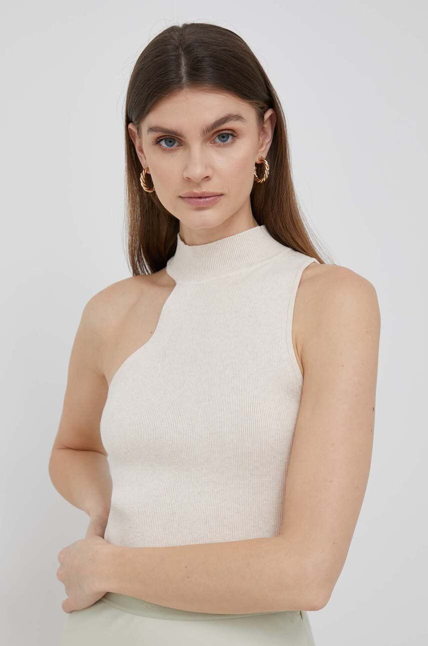 Топ Dkny жіночий колір бежевий півгольф 4