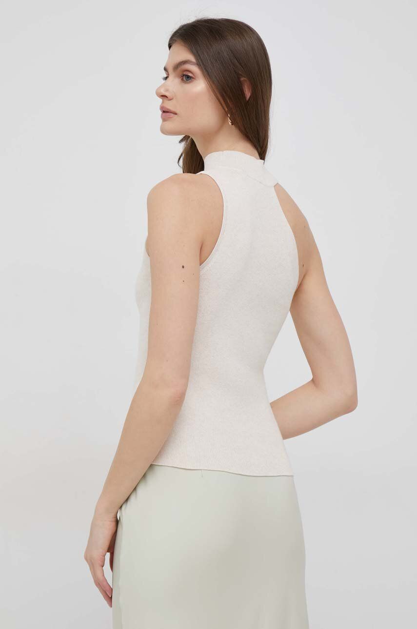 Топ Dkny жіночий колір бежевий півгольф 1