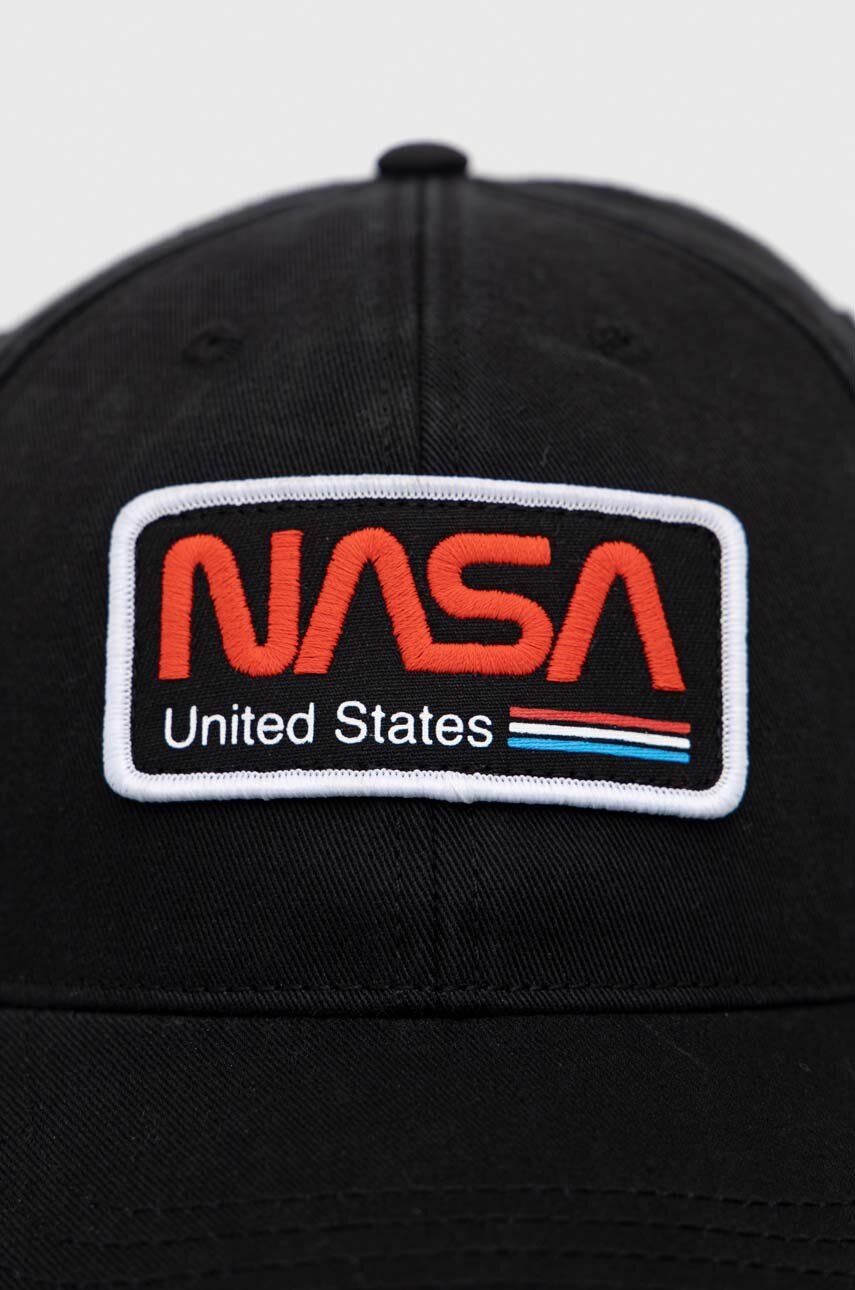 Бавовняна бейсболка NASA колір чорний з аплікацією 0
