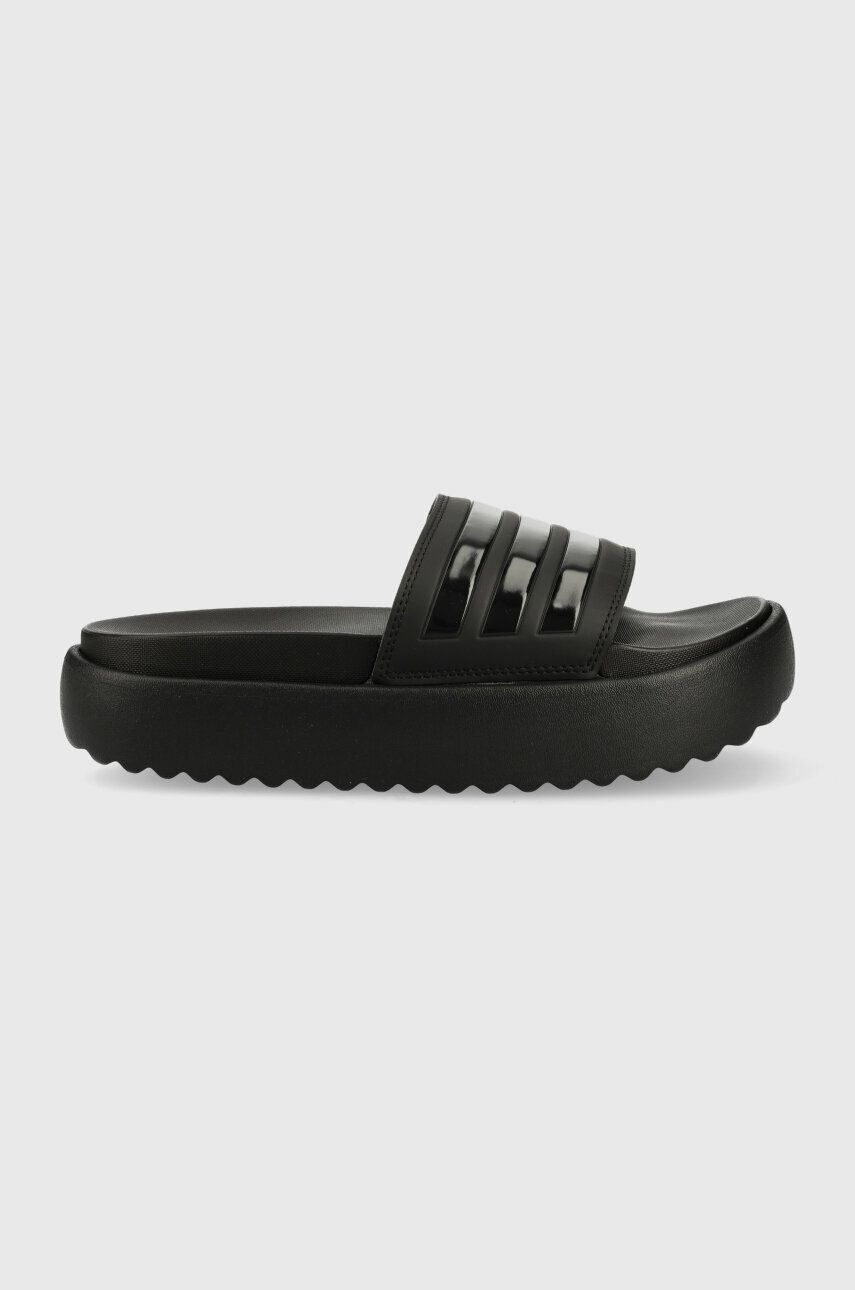 Шльопанці Adilette жіночі колір чорний на платформі 4