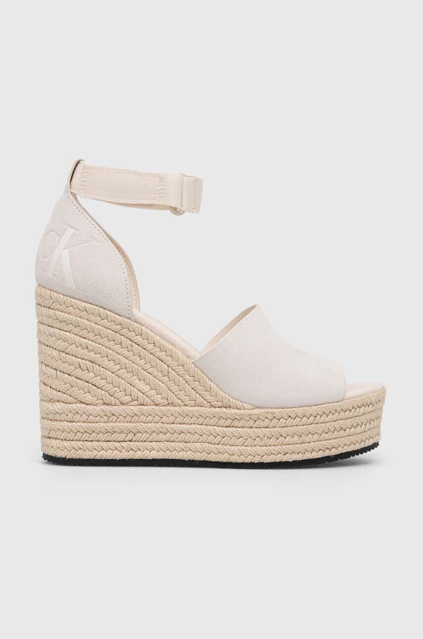 Сандалі WEDGE SANDAL WIDE SU CON жіночі колір бежевий на танкетці YW0YW00963 3