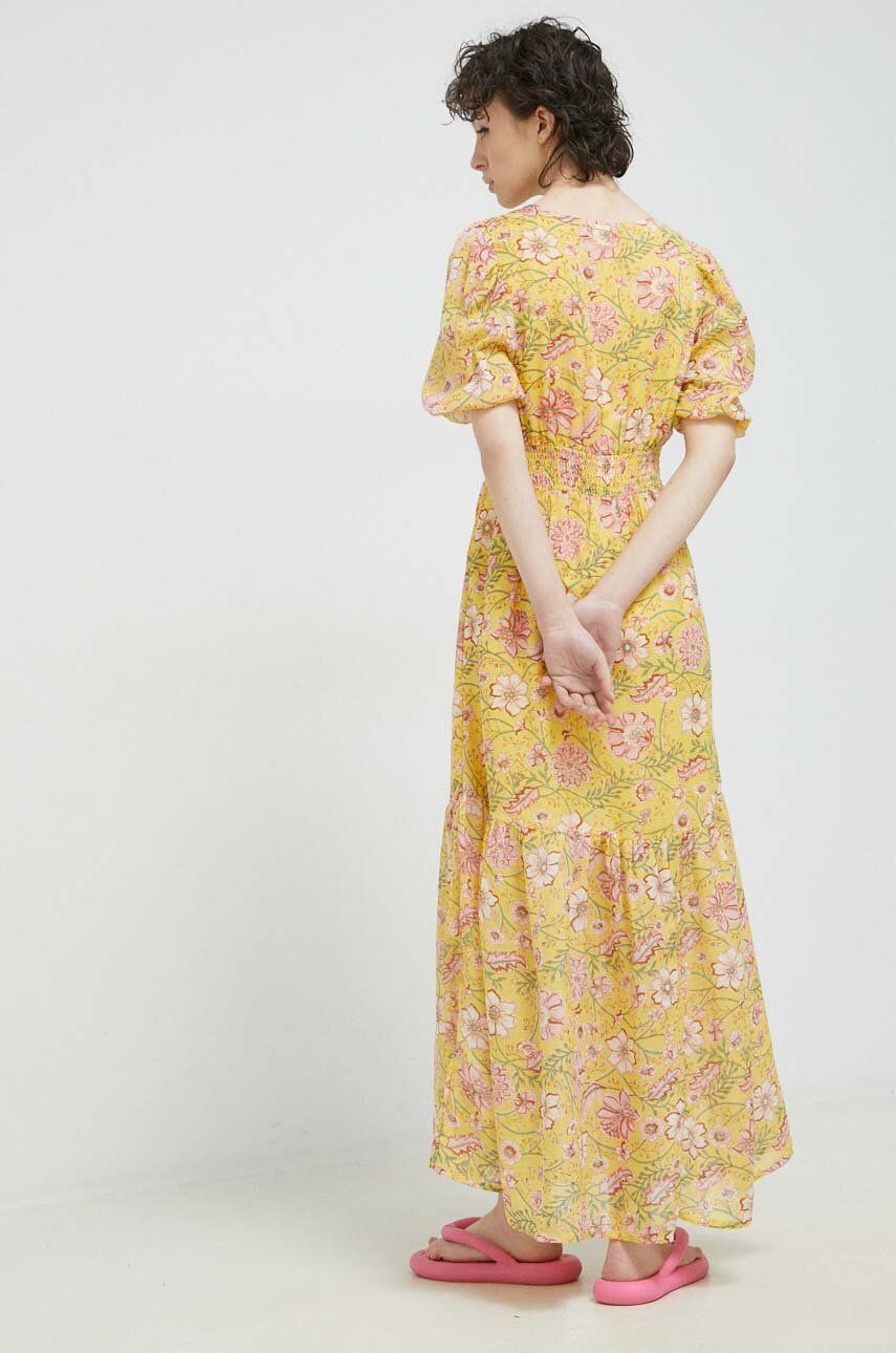 Сукня колір жовтий maxi розкльошена 1