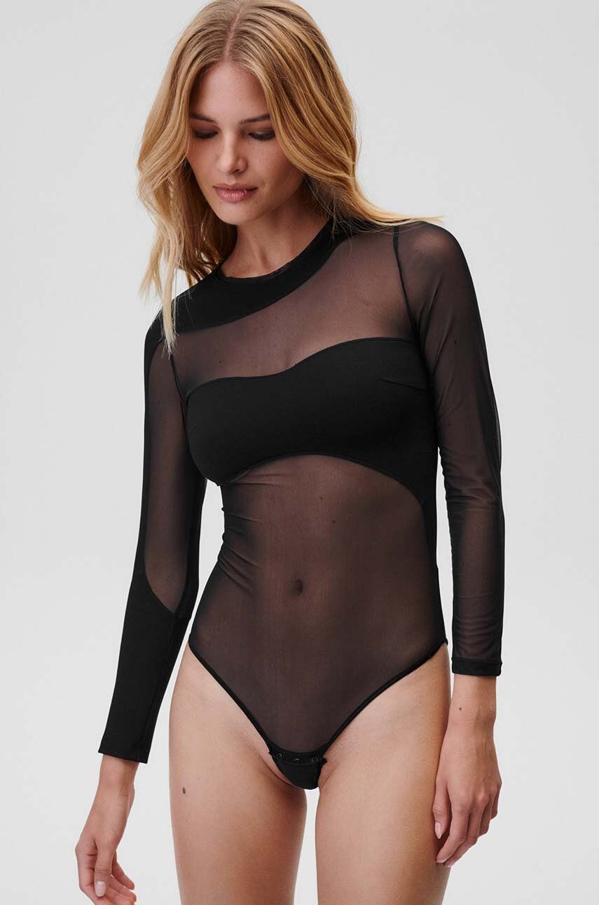 Боді No Promises Bodysuit колір чорний прозоре однотонне 0