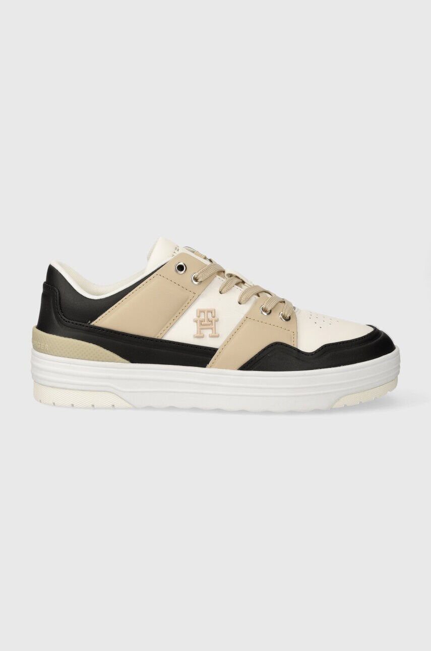 Шкіряні кросівки TH BASKET SNEAKER LO колір бежевий FW0FW07756 4