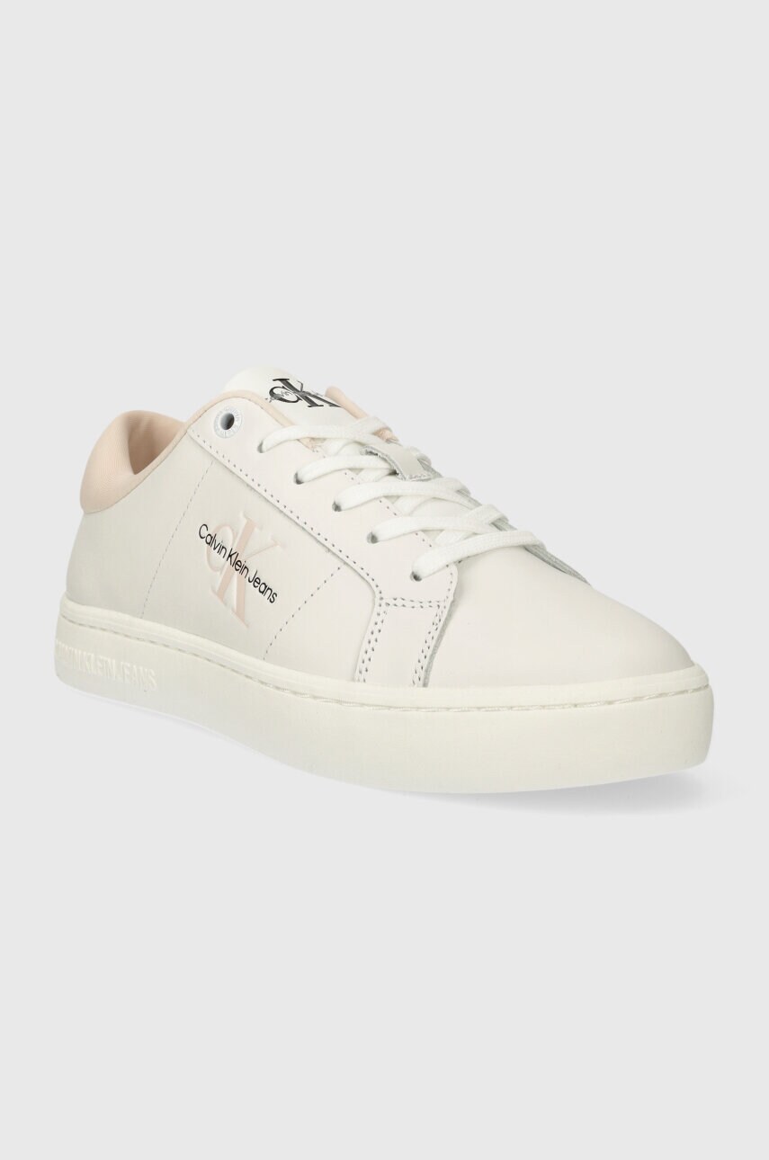 Шкіряні кросівки CLASSIC CUPSOLE LOWLACEUP LTH WN колір білий YW0YW01444 0