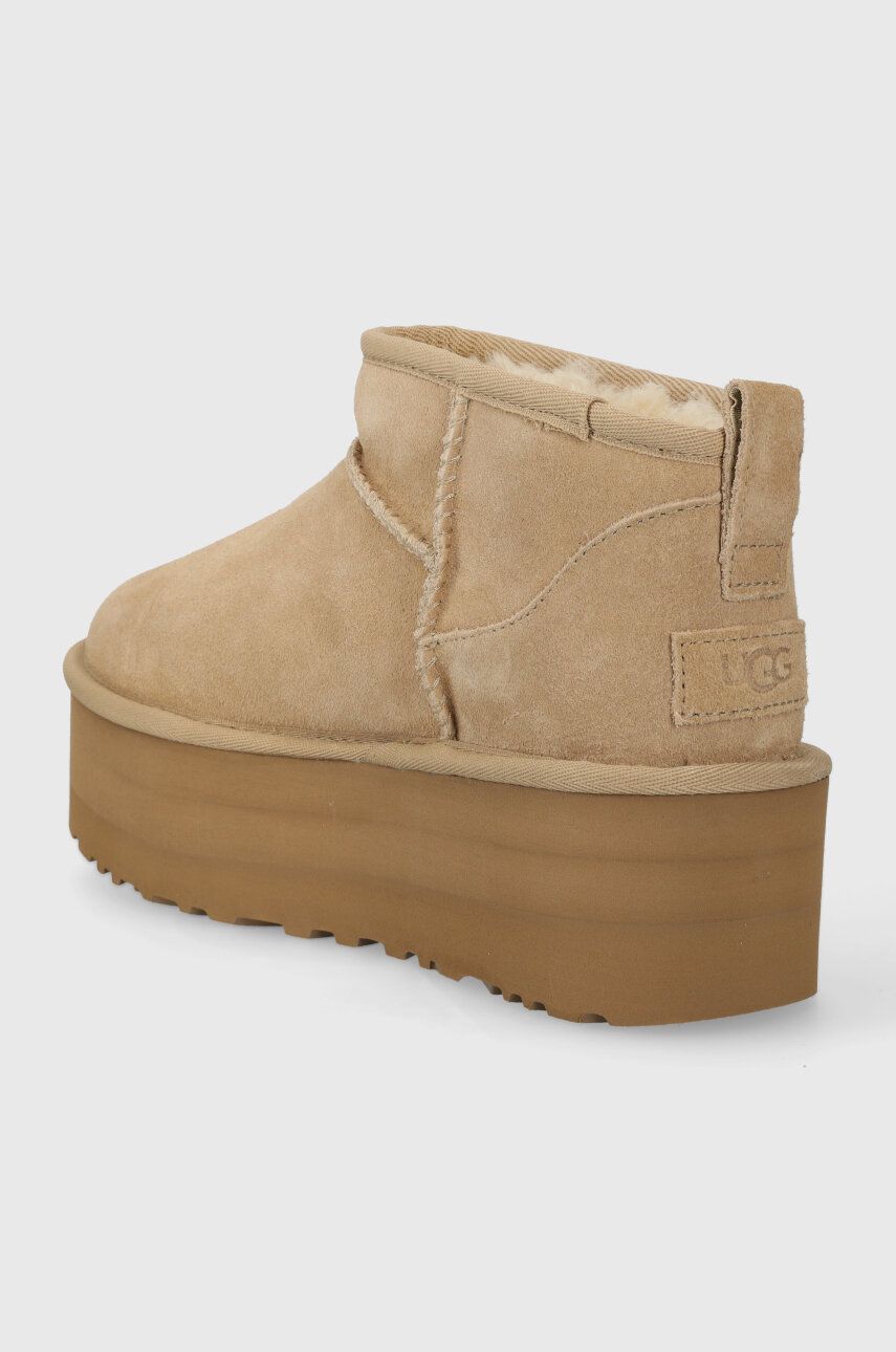 Замшеві чоботи UGG Classic Ultra Mini Platform колір бежевий 1135092 1