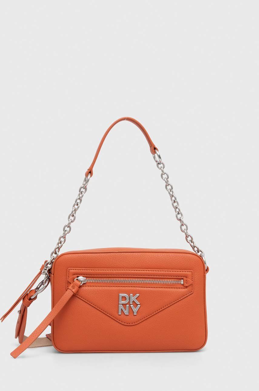 Шкіряна сумочка Dkny колір помаранчевий 5