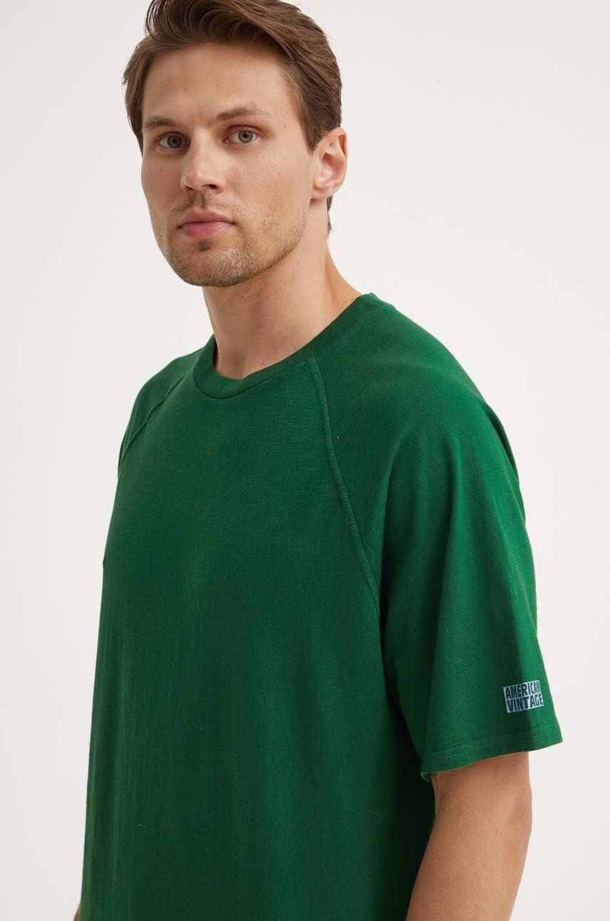 Бавовняна футболка TEE-SHIRT MC COL ROND чоловіча колір зелений меланж MLAW02DE24 2
