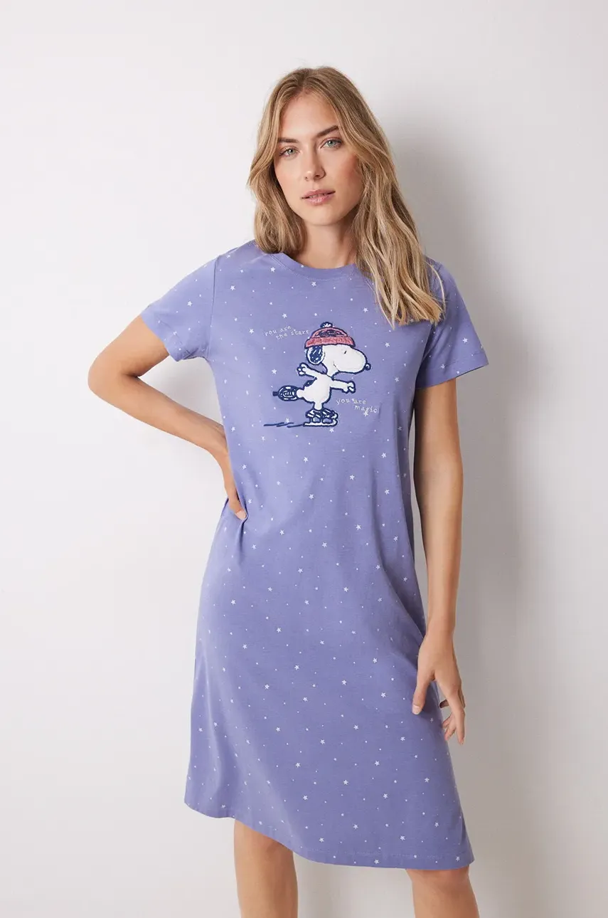Бавовняна нічна сорочка SNOOPY колір фіолетовий з бавовни 4448055 3