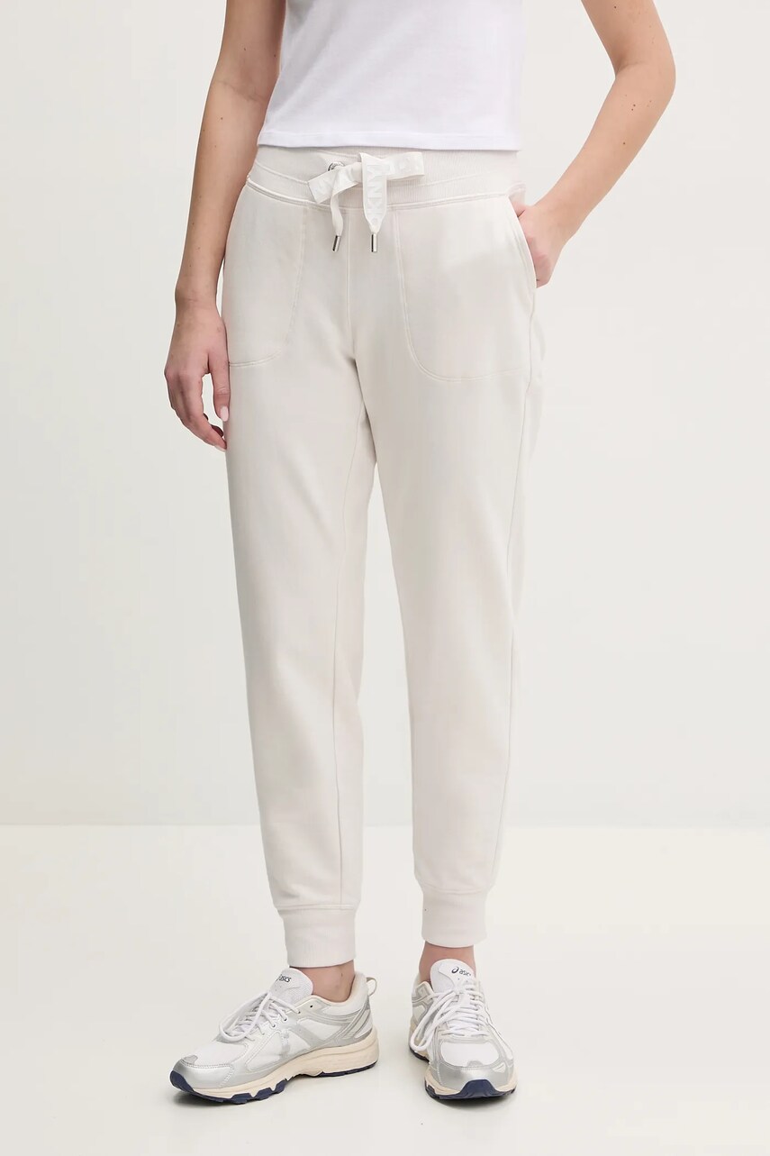 Спортивні штани Dkny жіночі колір бежевий однотонні DP5P3496 3