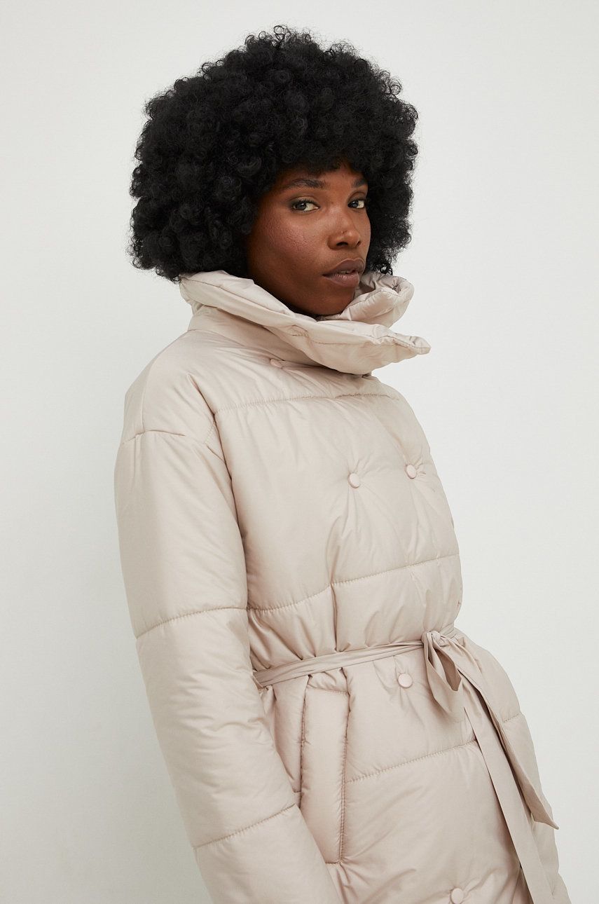 Куртка жіноча колір бежевий зимова oversize 5