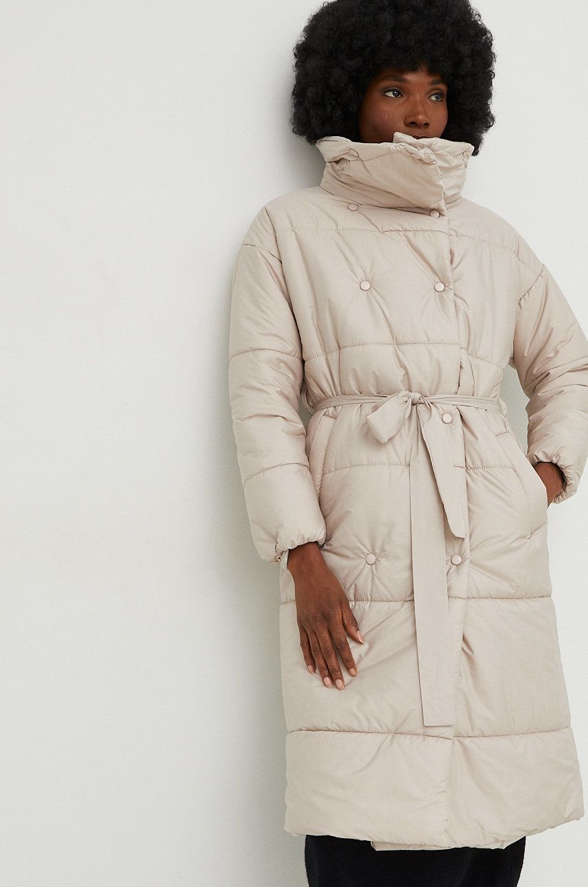Куртка жіноча колір бежевий зимова oversize 0
