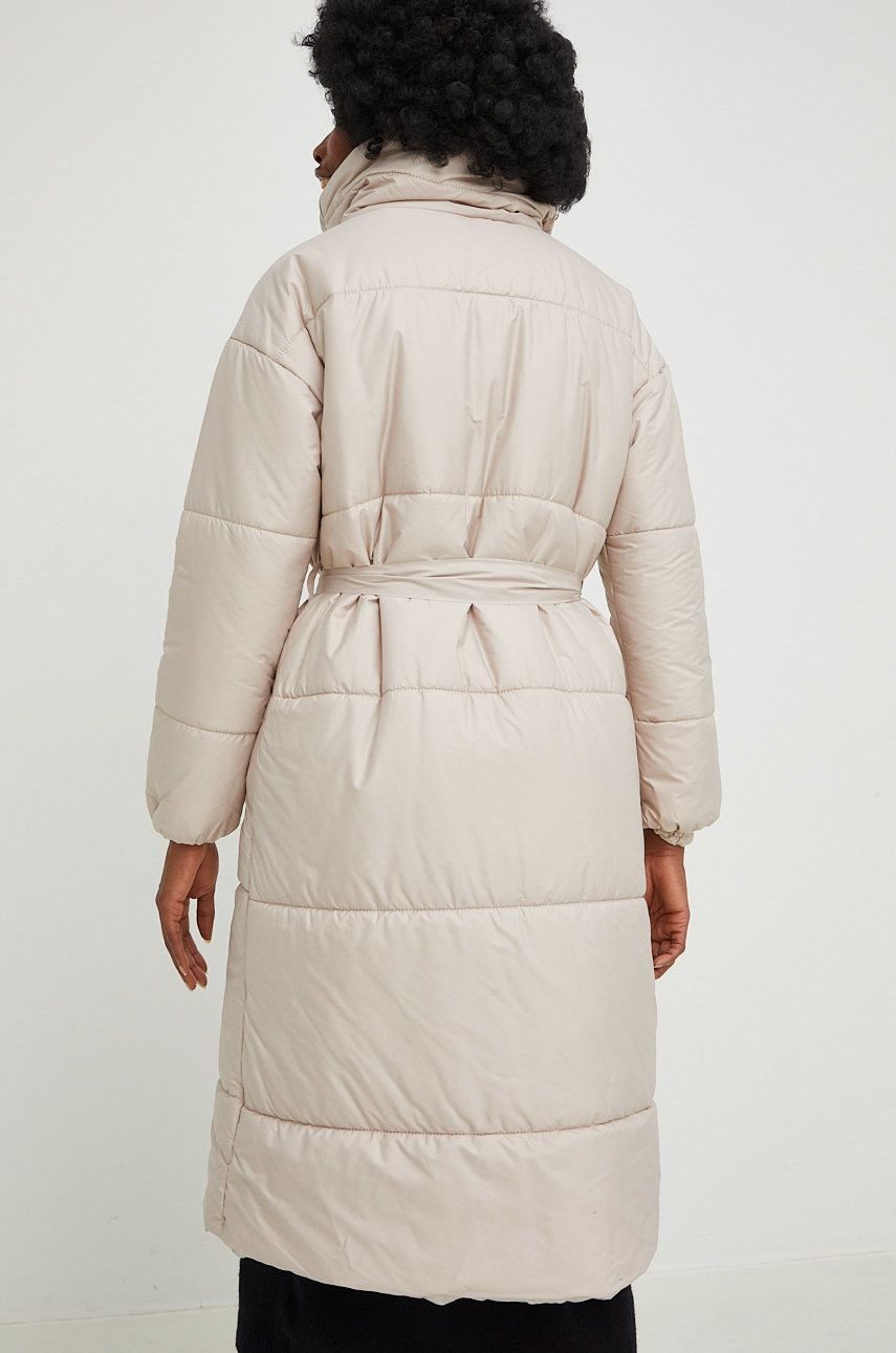 Куртка жіноча колір бежевий зимова oversize 2