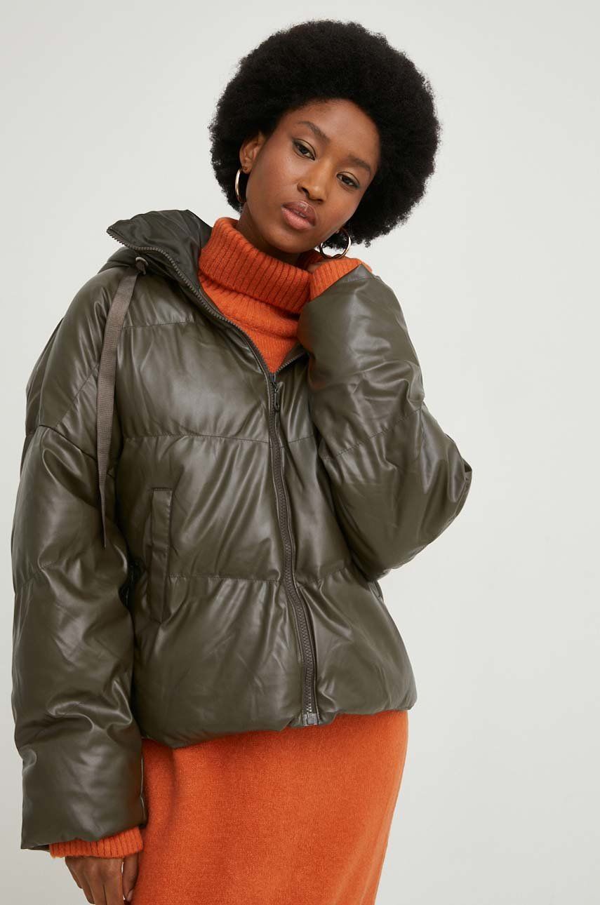 Куртка жіноча колір зелений зимова oversize 5
