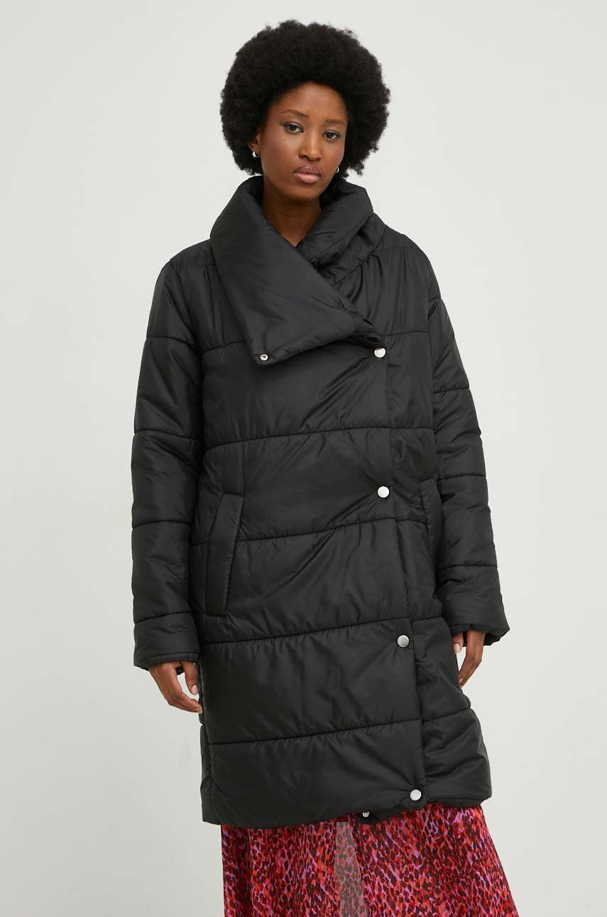 Куртка жіноча колір чорний зимова oversize 5