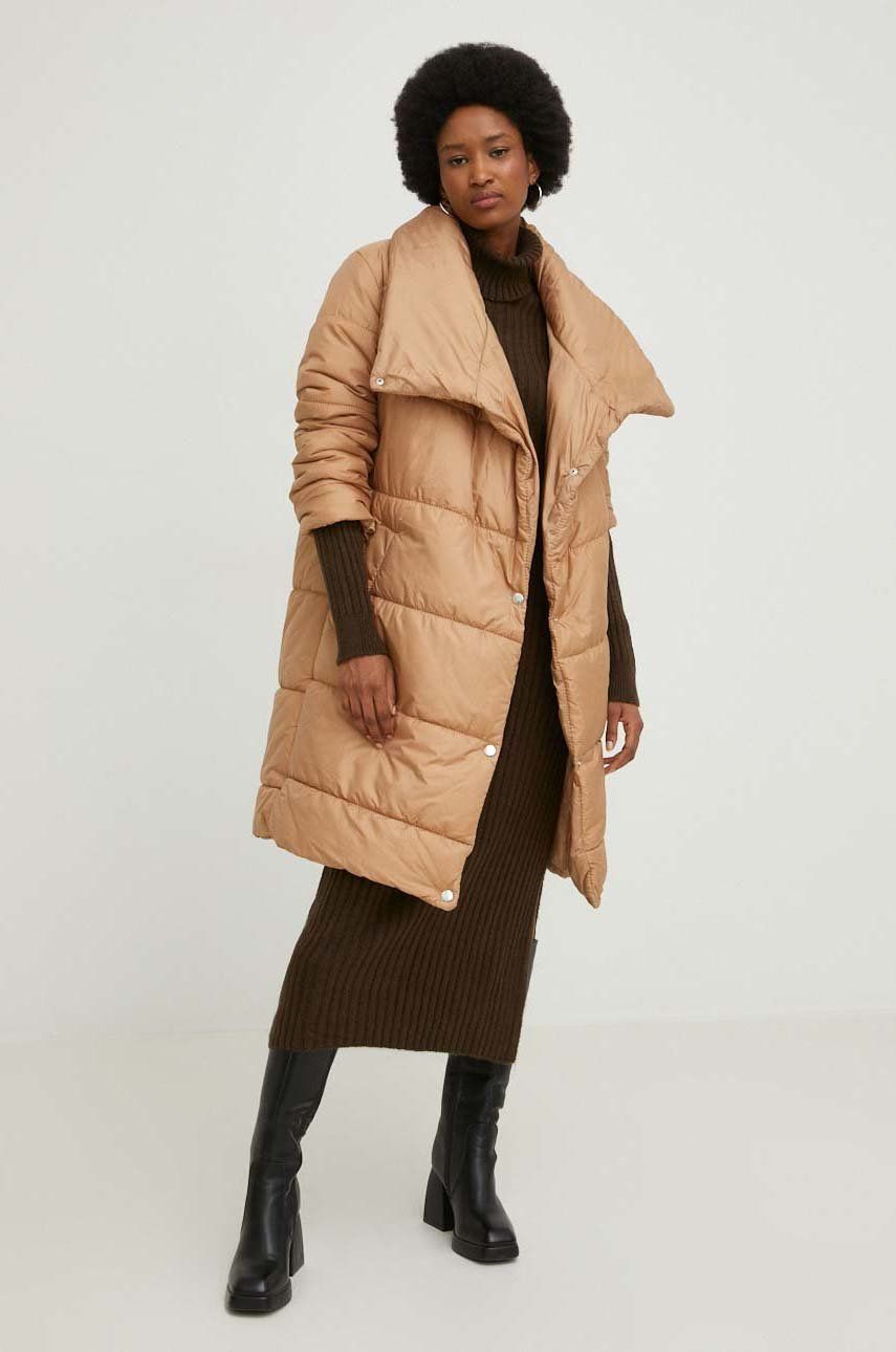 Куртка жіноча колір коричневий зимова oversize 0
