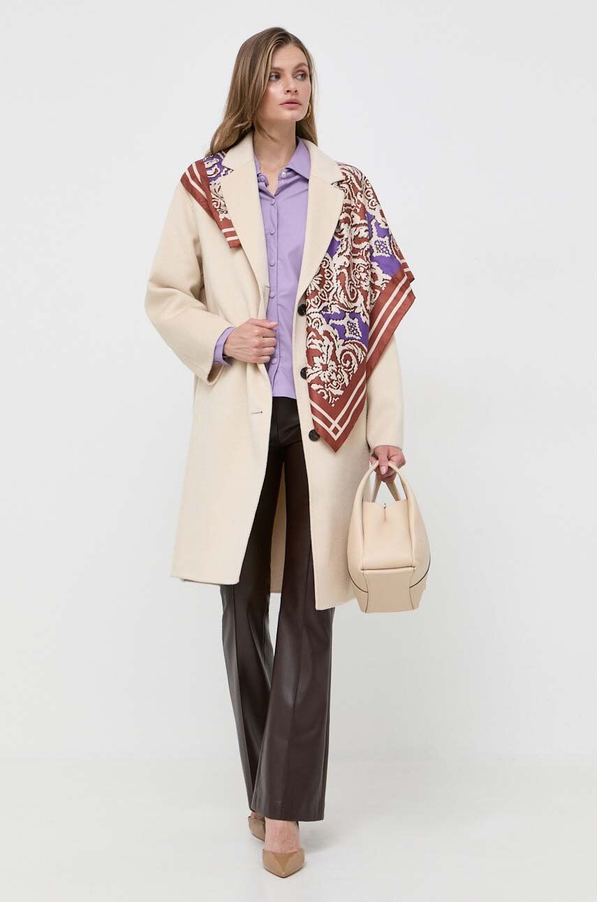 Вовняне пальто колір бежевий перехідне oversize 6