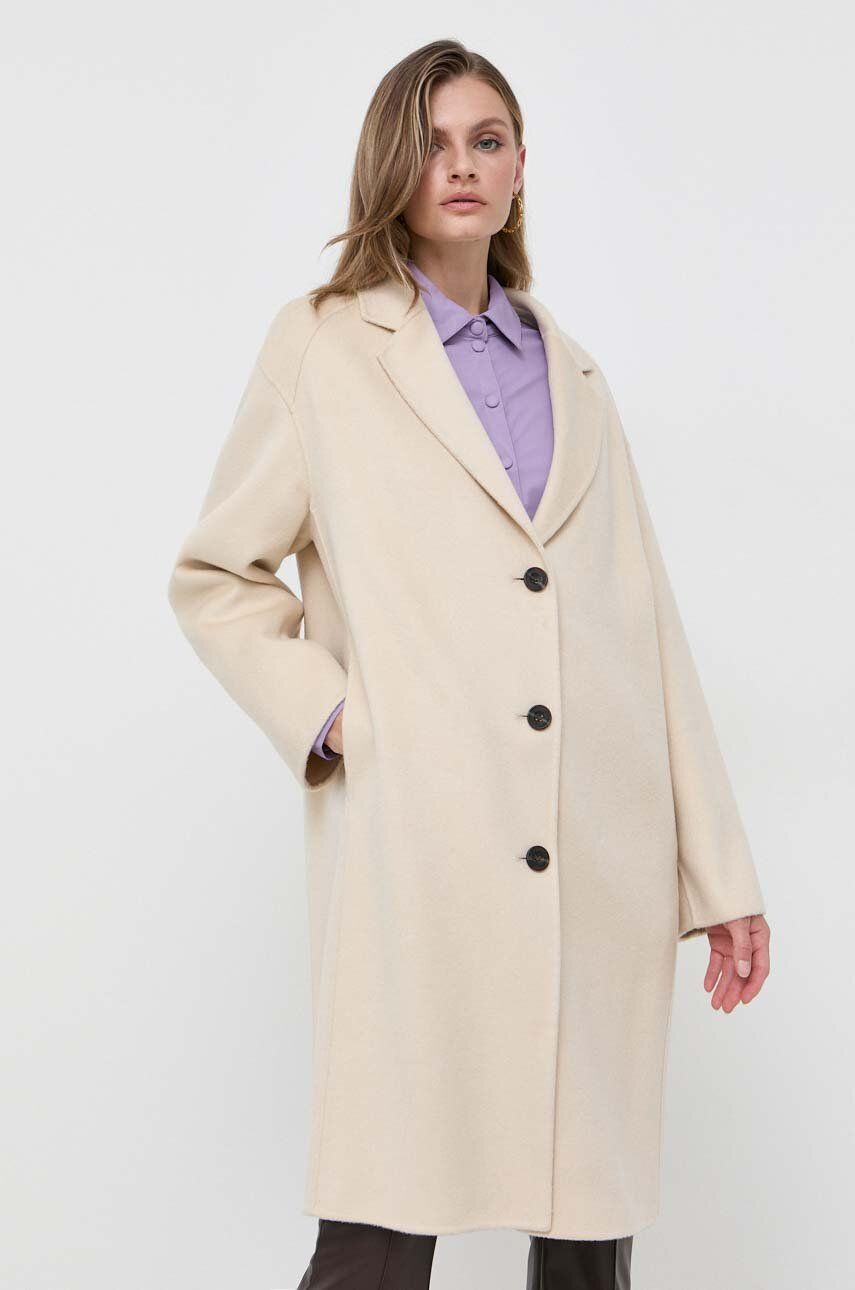 Вовняне пальто колір бежевий перехідне oversize 0