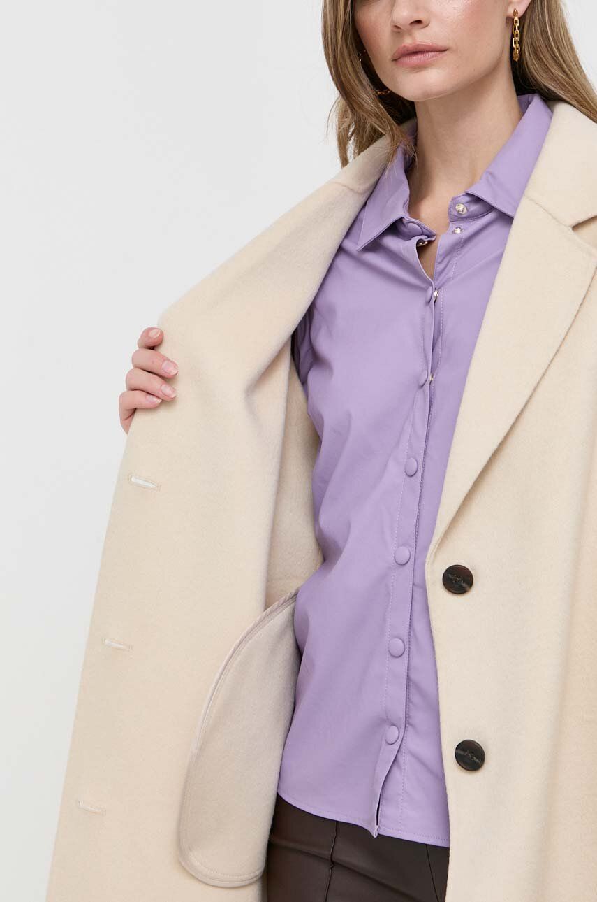 Вовняне пальто колір бежевий перехідне oversize 5