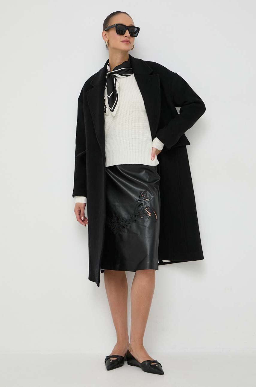 Вовняне пальто колір чорний перехідне oversize 6