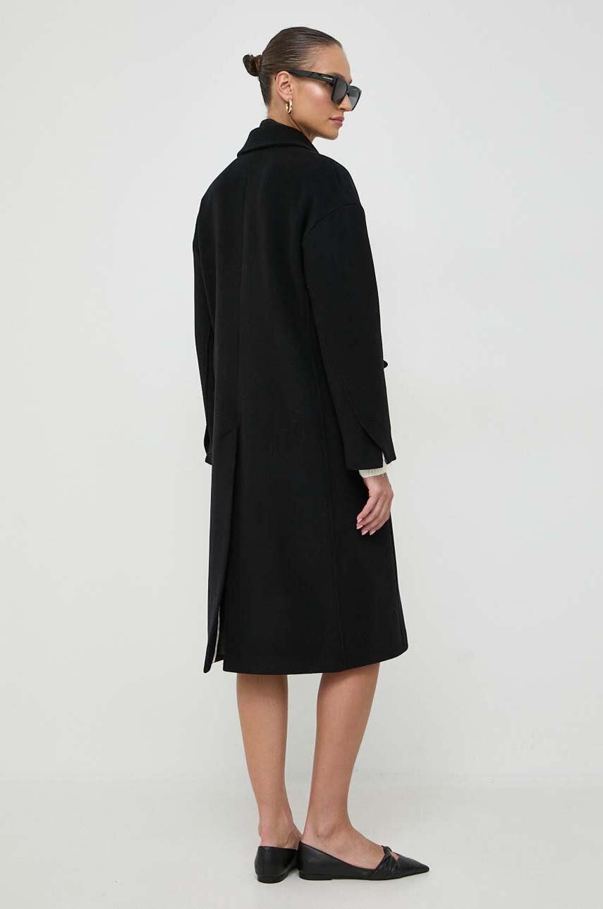 Вовняне пальто колір чорний перехідне oversize 1