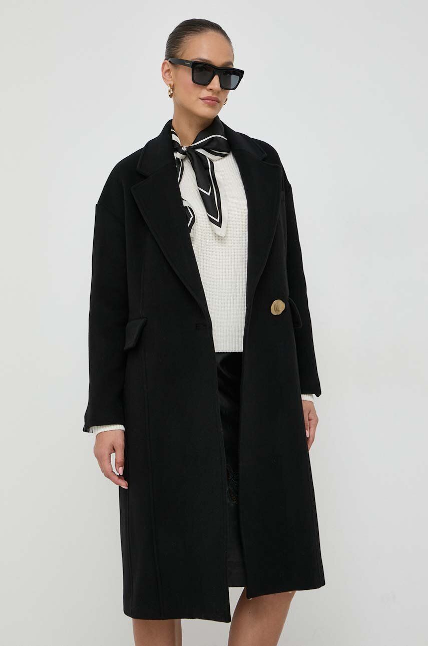 Вовняне пальто колір чорний перехідне oversize 2